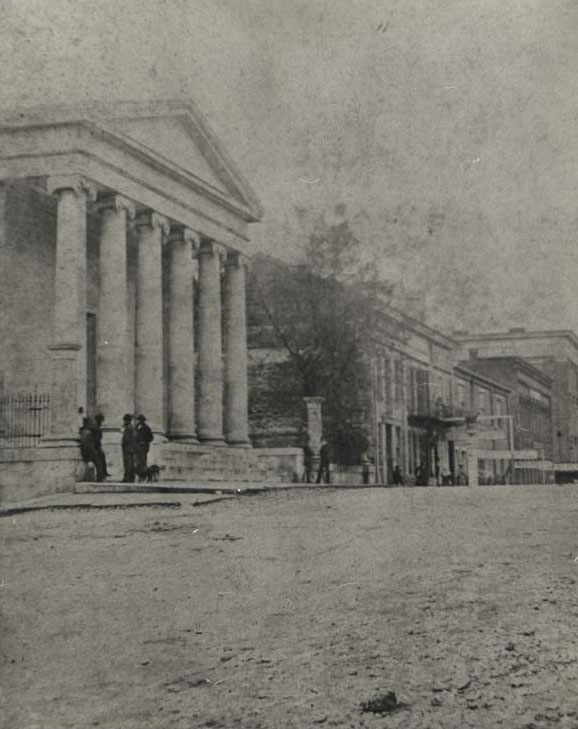 West Side Square before the urban renewal demolitions that claimed every building but the First National Bank Building