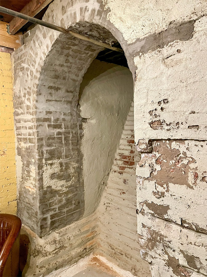 One of the few places where the original Brandon bricks are still visible is in the building’s basement, now home to an upscale bar and speakeasy.